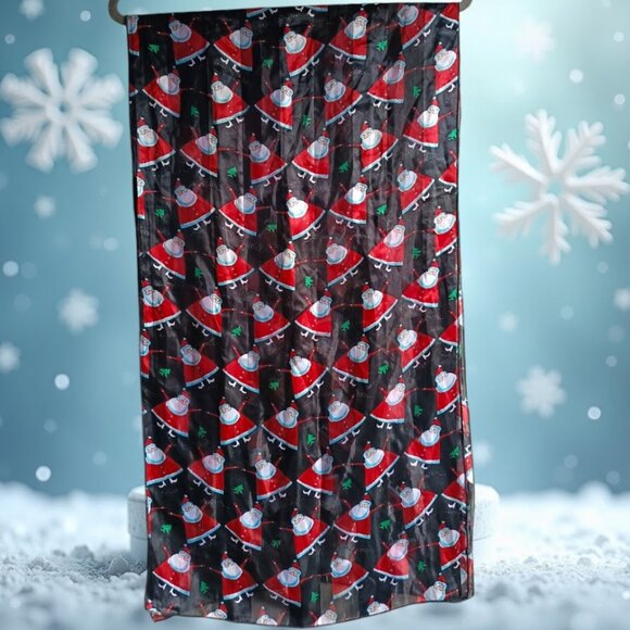 🛍️Vintage Ugly Christmas Scarf - 🎅Santa Holiday Stockings - Black & Red - Picture 1 of 6